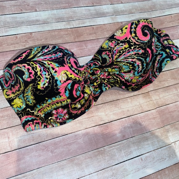 Victoria Secret Metallic Black Paisley Bikini Top - Picture 2 of 6